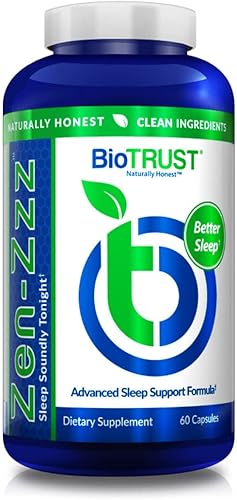 BioTRUST Zen-Zzz, Suplemento de apoyo para dormir que no forma hábito  Melatonina, L-teanina, glicina, magnesio, bálsamo de limón, flor de la