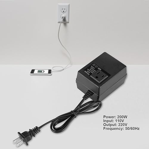 Miniatura 2 de Convertidor de voltaje de 110 V a 220 V Transformador de viaje de 200 W Adaptador de viaje para computadora portátil Secador de pelo Cámaras