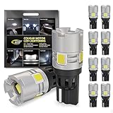 Cougar Motor 194 Led Bulb 6000K White License Plate Light T10 Bulbs for Car Interior Dome Map Door Courtesy Trunk Lights, 168 W5W 2825 Fog Lights, Pack of 10