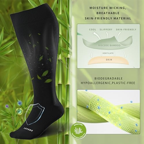 Image of LEVSOX Wide Calf Compression Socks for Women&Men Plus Size 15-20mmHg Knee High Large Support Stockings for Circulation