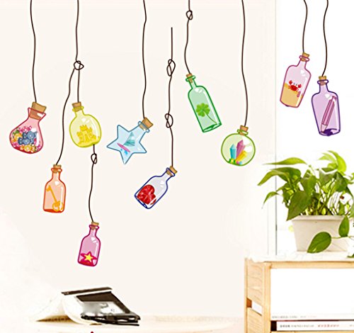 Image of Decals Design 'Beautiful Wall Drift Bottles' Wall Sticker (PVC Vinyl, 45 cm x 60 cm) & Decals Design 'Musical Instruments Happy Band' Wall Sticker (PVC Vinyl, 30 cm x 45 cm, Black)