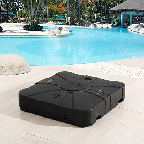Festival Depot Patio Plastic Umbrella Base 231 lb Outdoor Cantilever Offset Square Weights Plate Holder Water Sand Filled Stand for Deck Beach All-Weather, Black