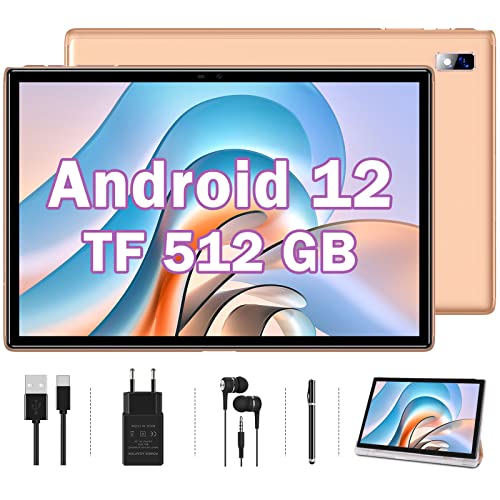Oangcc Tablet 10 Zoll Android 12 OS Tablets, 8 Core,64GB ROM(TF 4-512GB),WLAN | Google-Zertifizierung | 8000mAh | FHD-IPS Display | Intelligenter Geteilter Bildschirm | Mit Stift + Fall-Roségold