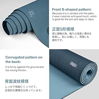 Yoga Mat Non Slip, Eco Friendly Fitness Exercise Mat with Carrying Strap,Pro Yoga Mats for Women,Workout Mats for Home, Pilates and Floor Exercises (Grey Blue/Black, Thickness-6mm)