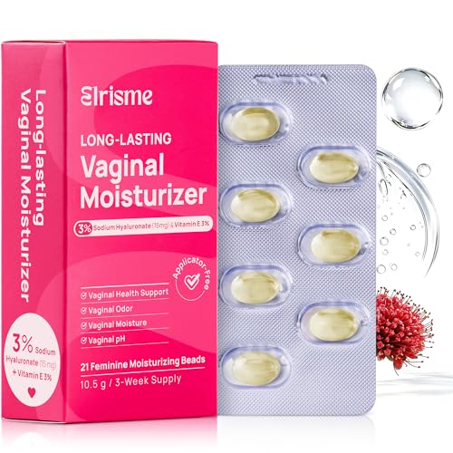Elrisme Long Lasting Vaginal Moisturizer for Women 15mg Hyaluronic Acid with 3% Vitamin E Vaginal Dryness Relief Balances pH Feminine Moisturizer for Discomfort & Odor Control 21 Count
