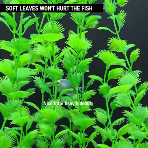 Image of 23.6 Inch Tall Aquarium Plants - Large Lifelike Artificial Fish Tank Decorations, Fish Tank Plants Plastic, 2 Pcs Adjustable Length, Durable & Safe for Freshwater /Saltwater Aquariums (Green)