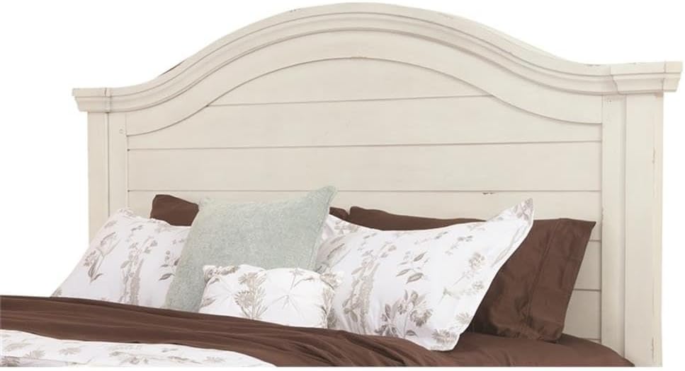 American Woodcrafters Stonebrook Antiqued White Wood Queen Panel Headboard