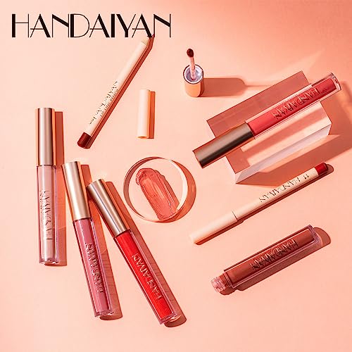 Image of Handaiyan Lip Liner And Liquid Matte Lipstick Set - Lip Kit Crayon Matte Lip Pencil Matte Liquid Lipstick + Matching Lip Liner Nude Velvety Lipstick Makeup Kit For Women (Lip Kit #10)