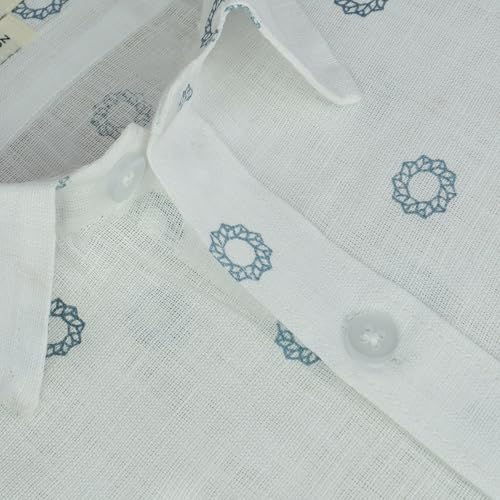 Image of GHPC Cotton Linen Printed Half Sleeves Regular Fit Formal Shirt for Men