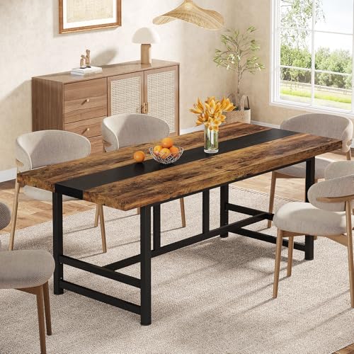Tribesigns-Dining-Table-for-6-8-70-Rustic-Kitchen-Table-with-Metal-Frame-Wood-Rectangular-Dining-Room-Table-Large-Dinner-Table-for-Kitchen-Dining-Room-Home-Brown Tribesigns Dining Table for 6 8 70 Rustic Kitchen Table with Metal Frame Wood Rectangular Dining Room Table Large Dinner Table for Kitchen Dining Room Home Brown