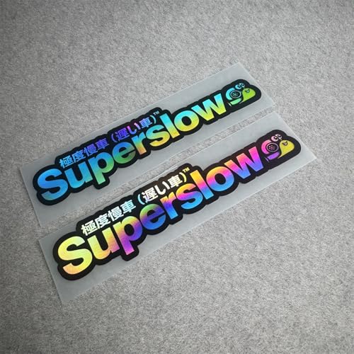 Image of Car Styling Sticker for Japanese Superslow Snail Creative Words Auto Oil Tank Window Body Vinyl Computer Case Motocross Decals (20x4.6cm Black Laser 2PCS)