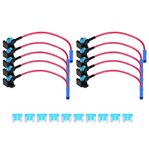 VGEBY 10Pcs 12V Car Fuse Tap Adapter Blade Holder with 15A Blade (Micro Mini) Auto Repair Tools