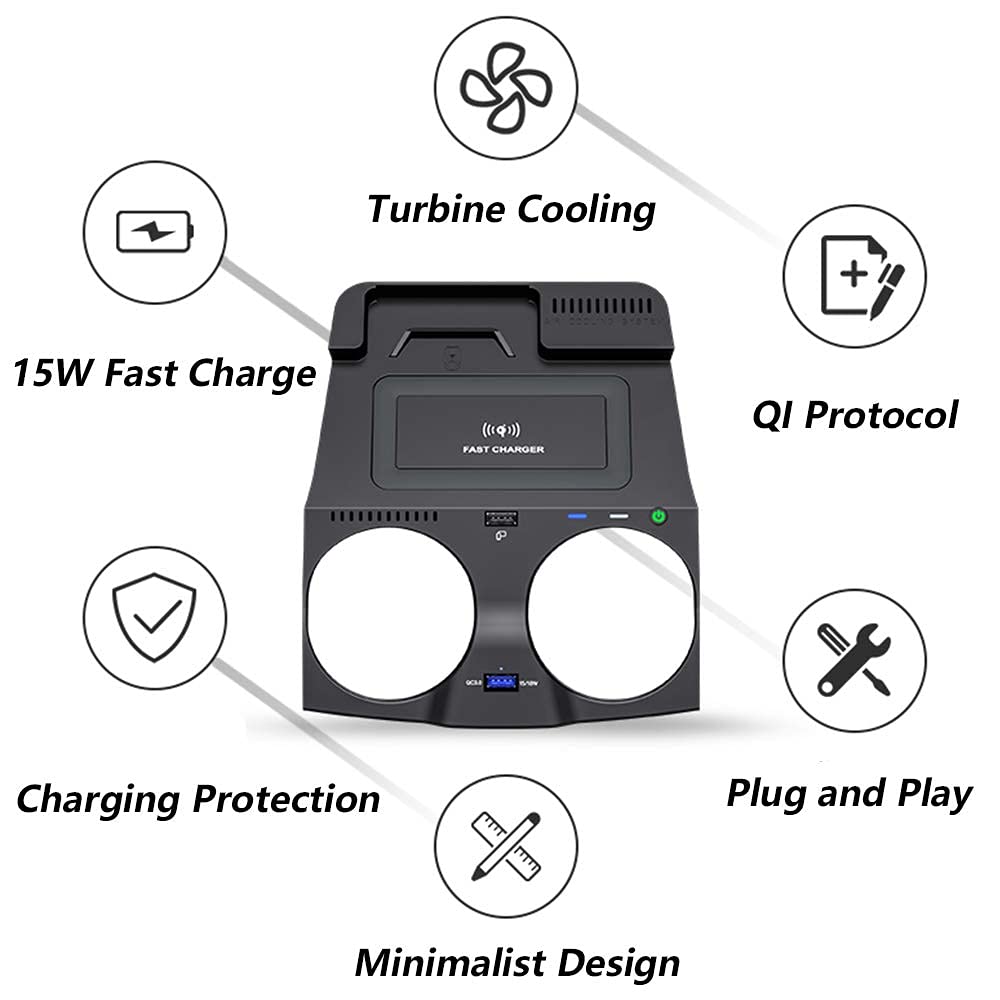 Cargador Inalámbrico Coche para BMW 5 Series G30 G31 6 Series GT 2018 2019 2020 Consola Central Accesorios Panel 15W Carga Rápida Auto Teléfono Cargador Almohadilla per iPhone Samsung HUAWEI