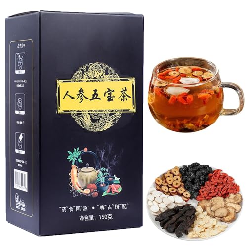 Té de riñón de ginseng cinco tesoros, té de riñón esencial para hombres, té chino para el cuidado del riñón (1 PCS)