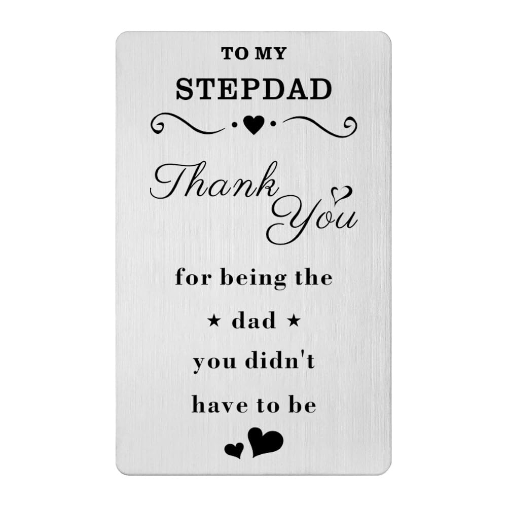 Stepdad Father's Day Gifts for Step Dad Stepfather Birthday Gifts for Stepdad Bonus Dad Thank You Cards from Daughter Son Step Father Thank You Gift