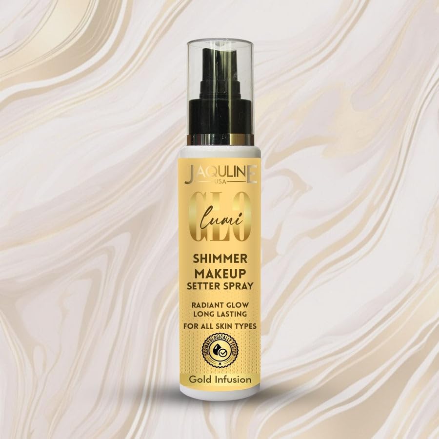 JAQULINE USA Lumi Glo Shimmer Makeup Setter Spray | Lightweight Makeup Setting Spray | Fine Mist Application | Adds Radiant Glow | Easy to Use, Long-Lasting Makeup Fixer - Gold Infusion 110ml-picture-10
