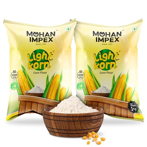 Image of Mohan Impex Corn Flour 1kg [Pack of 2] | Fresh Makki Maize Starch Powder | Gluten-Free & Organic | Best for Baking, Soups, Cakes & Frying | Natural Thickening Agent