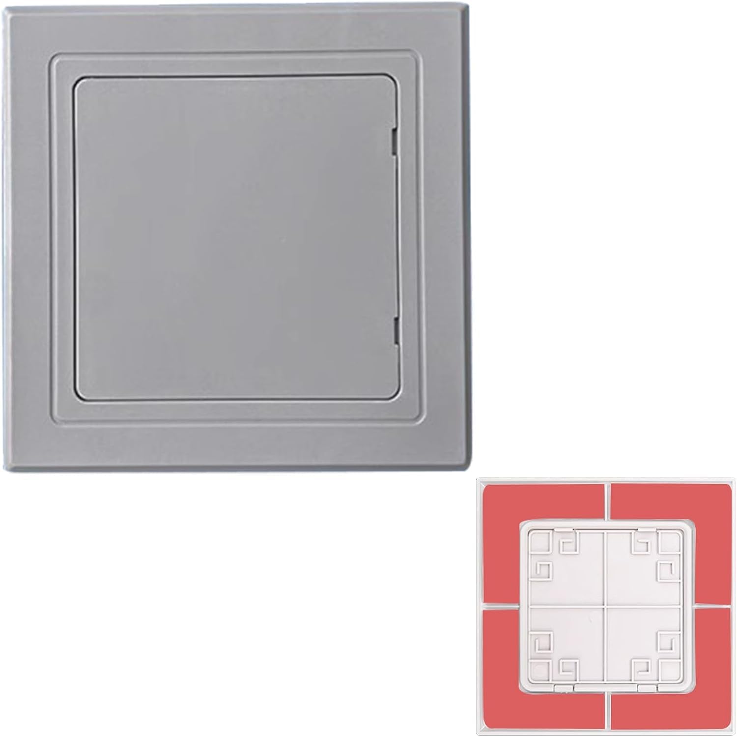 VUIKLCty Self-adhesive Wall Access Panels With Snap-on Lids Water/heating/cable Access Hatches(Grey,100x100mm (4x4in))