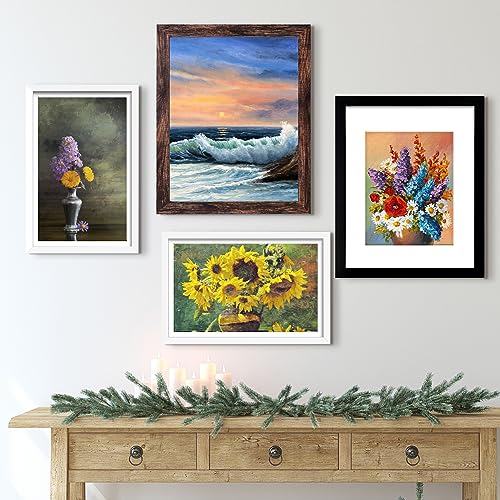 Image of LUCKYLIFE 12x18 Poster Frame White Set of 2, Display Pictures 11x17 with Mat or 12x18 without Mat, Wall Mount