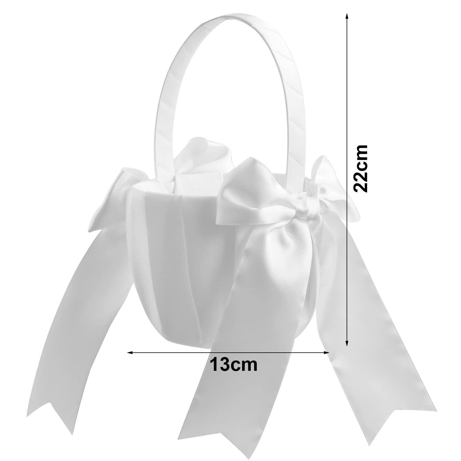 Cestino di Fiori in Raso per Matrimonio, Cestini da Sposa Fiore, Bianco Fiore Ragazza Cestino, Cestino Porta Petali con Bowknot, Grazioso Cestini da Spargere per Matrimonio