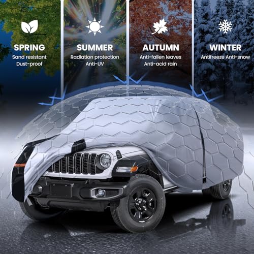 Image of Multi-Layer Jeep Gladiator Truck Cover, Custom fit Gladiator 1999-2026 Crew Cab Short Bed(5') Car Cover Waterproof All Weather, Full Exterior Cover Rain Wind Dust and UV Protection with Door Zipper
