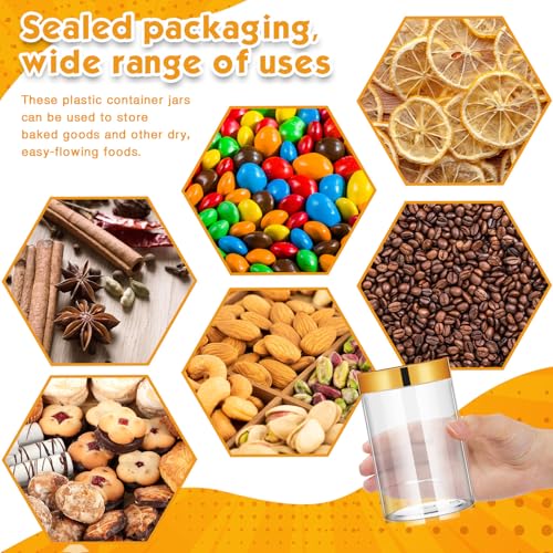 Image of Patelai 4 Pcs Plastic Jars Wide Mouth with Lids,10 Ounce,Gold | Travel Size for Creams Oils, Clear Round Storage Cosmetics Containers, Leak Proof Screw on Lids for Makeup Beauty DIY