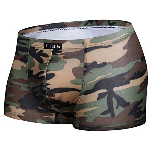 Yufeida Sexy Men's Boxer Shorts Camouflage Low Rise Boxer Trunks (M) #TOP5