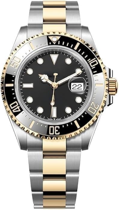 Classic & Elegant Stainless Steel Luxury Analogue Watch for Men with Original Brand Box (Silver-Gold)