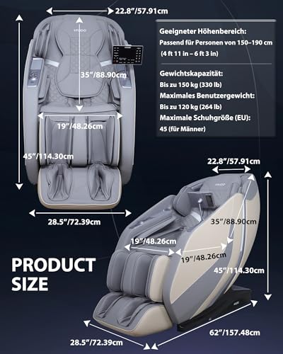 PUDO 4D Massagesessel Massagestuhl Ganzkörpermassage: Massagesessel mit Wärmefunktion Massage Stuhl Massage Chair - Beige – Bild 3