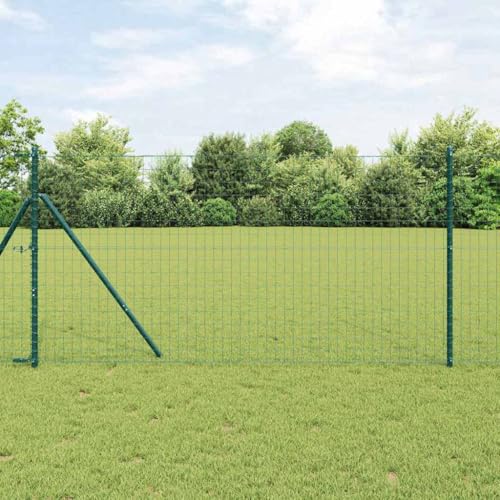 Tonture Panel de valla verde con postes de 1,2 x 25 m de acero y PVC, resistente a la intemperie, elemento de valla para jardín y terraza, protección visual con estera de rejilla resistente, doble