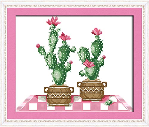 Point de Croix en Tissu 11CT de Starter Kits Broderie Cactus Estampé