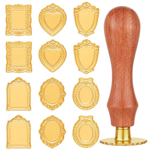 Hoteam 13 Pcs Wax Seal Stamp Kit 3D Embossed Heads Wood Handle