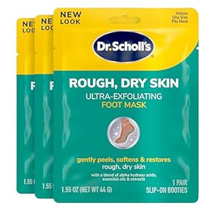Dr. Scholl’s Rough, Dry Skin Ultra Exfoliating Foot Peeling Mask, 3 Pairs Moisturizing Socks Gently Peels and Softens, with Urea, Dry Skin Callus Remover for Feet