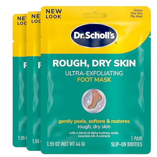 Dr. Scholl’s Rough, Dry Skin Ultra Exfoliating Foot Peeling Mask, 3 Pairs Moisturizing Socks Gently Peels and Softens, with Urea, Dry Skin Callus Remover for Feet