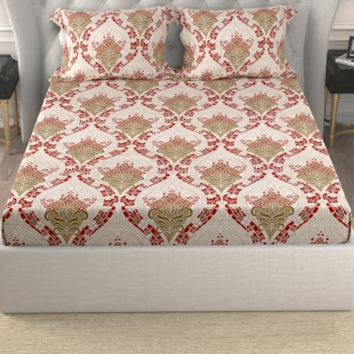 Image of Cloth Fusion Glace Cotton Elastic Fitted Bedsheet King Size 78x72 inch