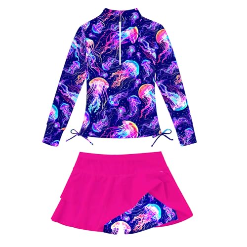 Image of Vogseek 3-12T Girls Swimsuit Long Sleeve Rashguard Bathing Suits Swim Set
