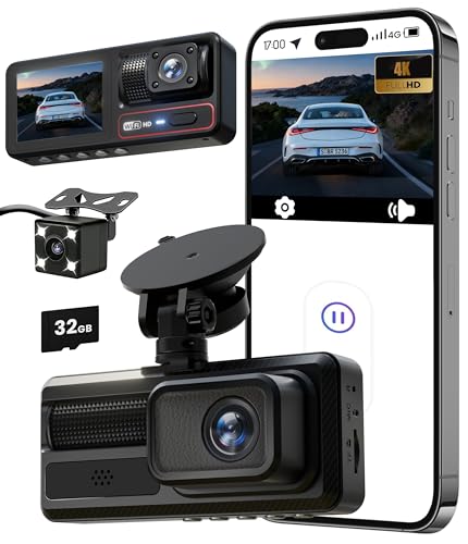 3 Channel Dash Camera for Cars,Capture Crisp...