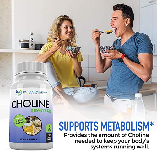 Premium Choline - 500 Mg - 120 Veggie Capsules - By Doctor Recommended Supplements - Supports Cognitive Health, Memory & More #TOP5