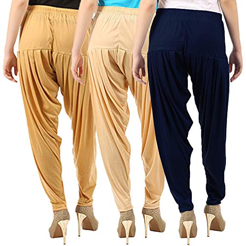 Image of Buy That Trendz Combo Offer (Pack of 3) Cotton Viscose Lycra Dhoti Patiyala Salwar Harem Bottoms Pants for Womens (White, Maroon, Black)