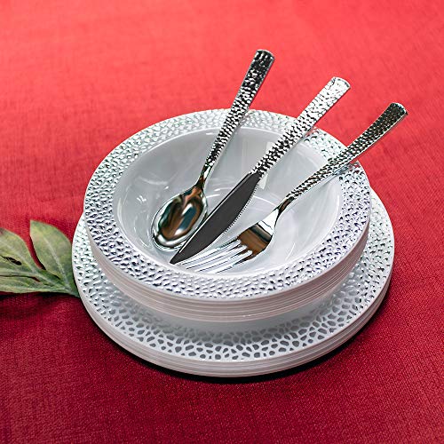 160 Pieces Silver Plastic Silverware, Extra Heavyweight Disposable Flatware, Heavyweight Plastic Cutlery - Includes 80 Forks, 40 Spoons, 40 Knifes - Thumbnail 4