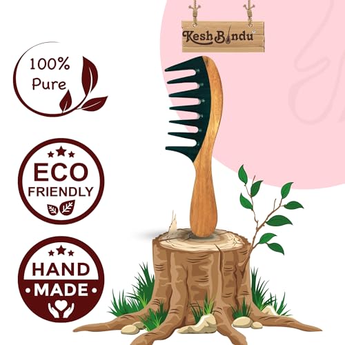 Image of Handmade Kacchi Rose sheesham Broad Wooden Comb For Men & Women Detangling, Frizz Control & Shine, Suited For All Hair Types Kangi (Wide Rosewood Comb)