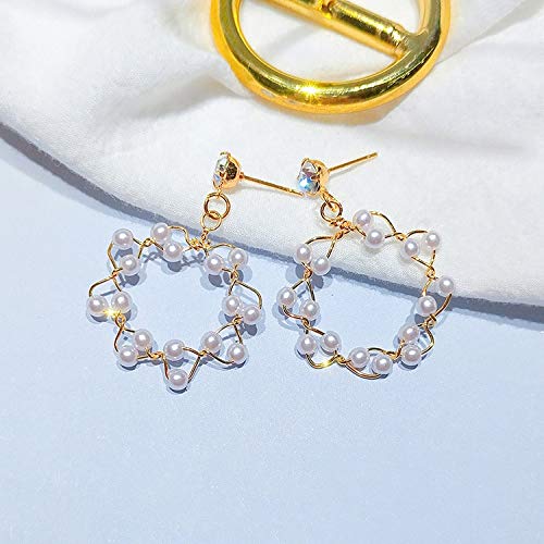 Preisvergleich Produktbild GUOHUANEUP Ohrringe Koreanisch Geometrische Kreis Perle Gewebt Ohrringe Temperament Wilde Literarische Einfache Ohrringe Einfache Ohrringe Frauen Frauen Gadgets Weiße Perle