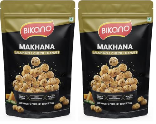 Image of Bikano Makhana Jalapeno & Cheese 50g | Prepared in Olive Oil | Roasted Foxnuts | Crunchy Spicy-Cheesy Snack | Anytime Munch | Travel-Friendly Pack (Pack of 2)