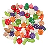 Craftmelody - 50 piezas de hortalizas artificiales de resina en miniatura, figuras de verduras artificiales, tomates, zanahorias, cebollas, champiñones, patatas, berenjenas, decoraciones vegetales