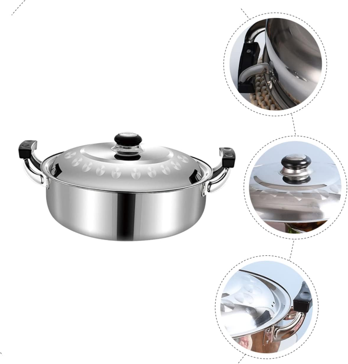 Multi-purpose Pot Double-boiler Hot Pot Large Capacity Easy to Clean Stainless Steel Safe Use on Gas Induction Electric