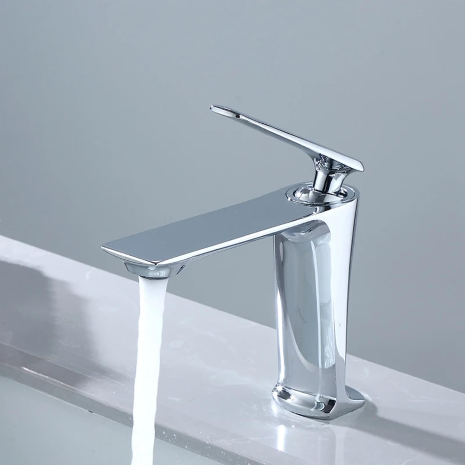 Robinet mitigeur de lavabo en laiton doré et chrome pour eau chaude et froide de salle de bain