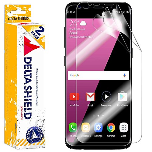 DeltaShield Screen Protector for Samsung Galaxy S8 Plus (2-Pack)(Case Friendly)(Not Glass) Anti-Bubble Military-Grade Clear TPU Film