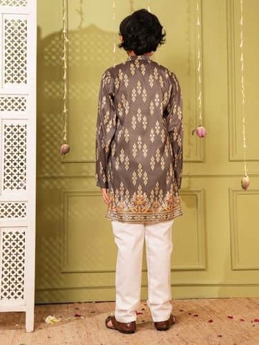 Image of AJ DEZINES Kurta Pajama For Kids Boys | Cotton Printed Chikankari Kurta Pyjama Set For Boys | Traditional & Festive Outfit | Party & Ethnic Wear | Stylish Kids Kurta Set