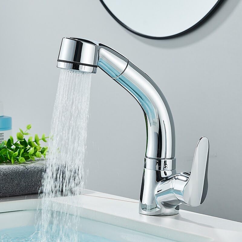 Robinet mitigeur d'eau froide et chaude noir rotatif à 360 degrés pour évier de salle de bains
