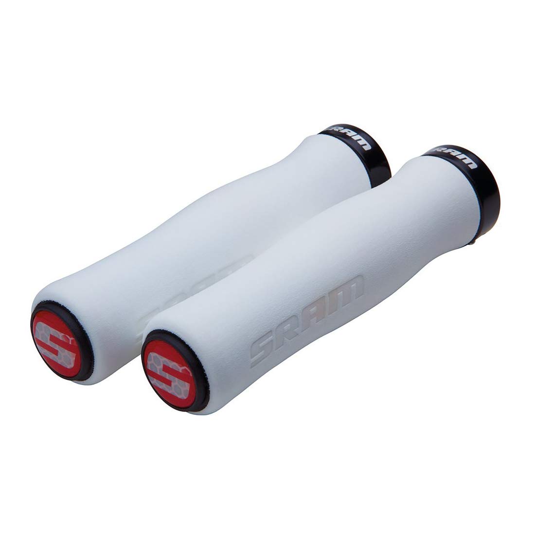 Sram MTB Locking Grips Contour Foam with Single Black Clamp and End Plugs 129 mm - White